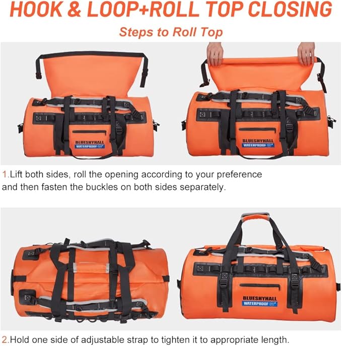 XhuangTech Waterproof Dry Bag,60L Outdoor Gym Bags Shoulder Bag&Handbag Dry Backpack Duffle Bags Water-Resistant Travel Sling Bag For Kayaking, Rafting, Boating, Swimming, Camping, Hiking