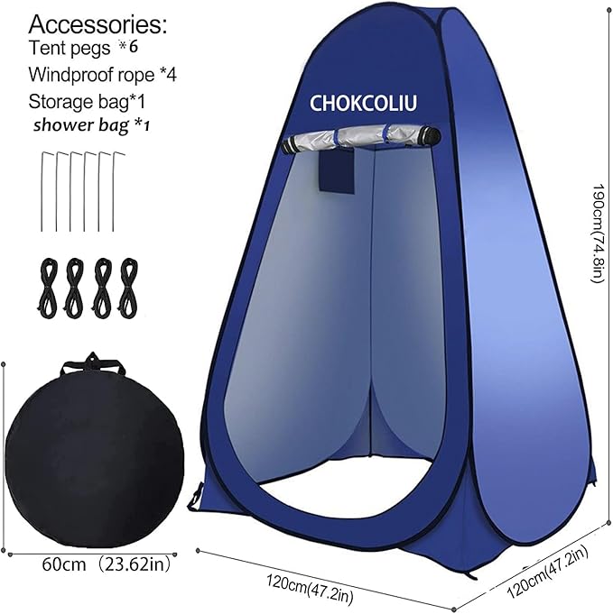 Camping Shower Tent Privacy Tent - Upgrade Shower Bag Pop Up Changing Toilet Portable Sun Shelters Dressing Room Instant Outdoor for Camping Hiking Beach Picnic Fishing with Carrying Bag (Blue)