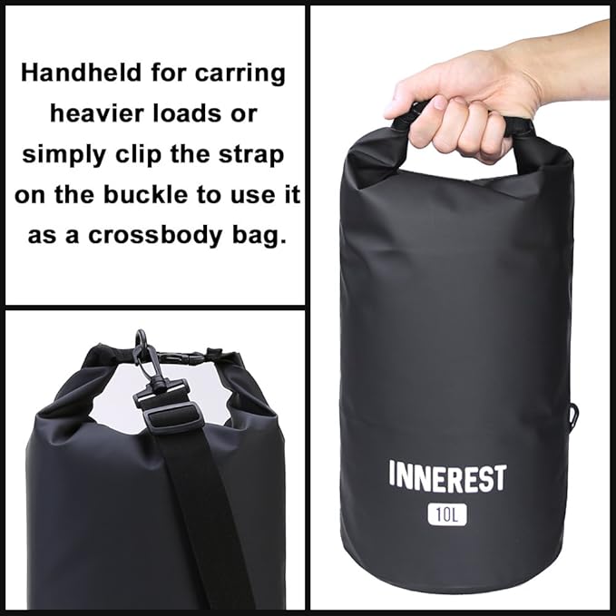 Waterproof Dry Bag Lightweight Sack for Outdoor Water Recreation Beach Boating Camping Fishing Kayaking with a Waterproof phone pouch (Matte Yellow, 10L)