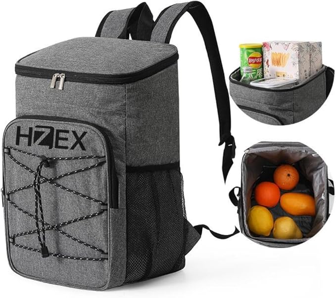 Travel Cooler Lunch Backpack, 25L or 25 Can Hiking Back Pack, Insulated Lunch Box Bag, Water Resistant Can Beach Cooler, Leakproof and Lightweight for Traveling, Fishing, Camping