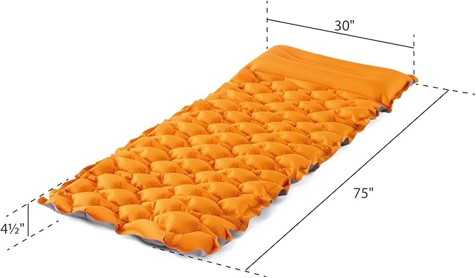 Intex 64098EP TruAire Inflatable Camping Pad: Durable Outdoor Use - Ultra-Lightweight and Compact - Cushioned Surface - Built-in Pillow - 28" x 75"
