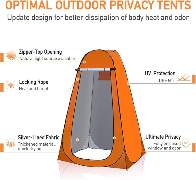 Portable Pop up Dressing/Changing Tent Beach Toilet Shower Changing Room Outdoor Shelter with Carrying Bag Gigatent Privacy Shelter Tent (Orange)