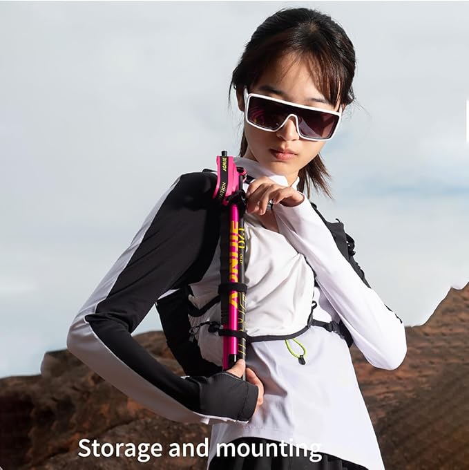 AONIJIE Trekking Poles -2 Ultralight Collapsible Carbon Fiber Hiking Poles with Anti-Shock and Quick Lock System, Folding Walking Sticks for Hiking, Camping