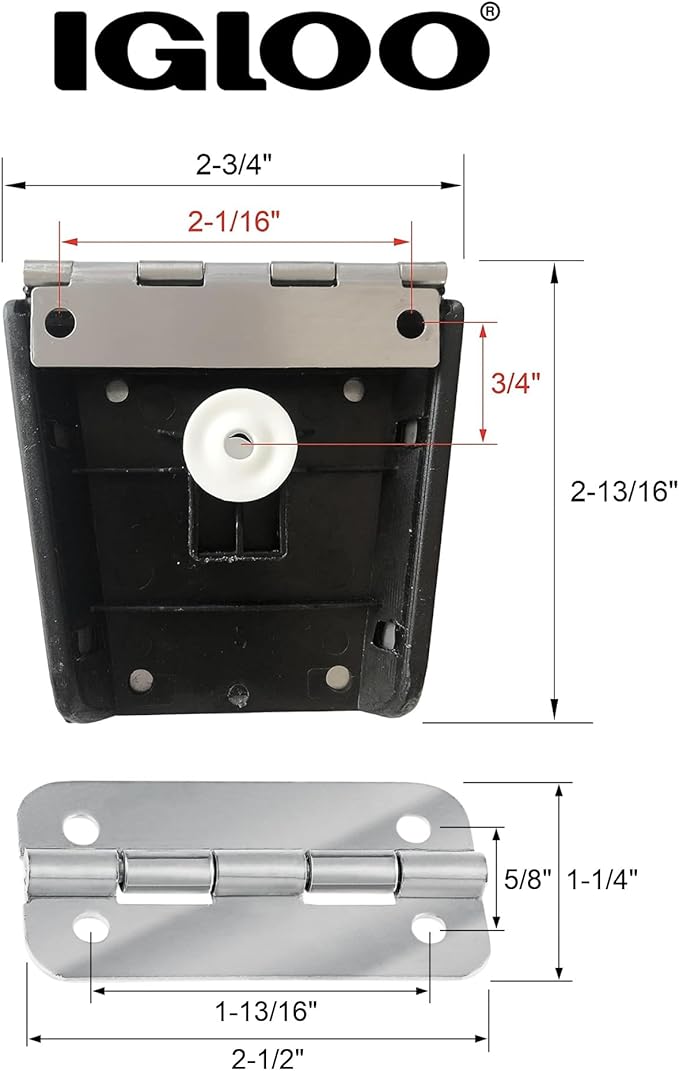 Igloo Cooler Heavy-Duty Stainless Steel Parts Kit - 2 Latches, 3 Hinges, Latch Posts & Screws - Marine-Grade, Corrosion-Resistant Parts