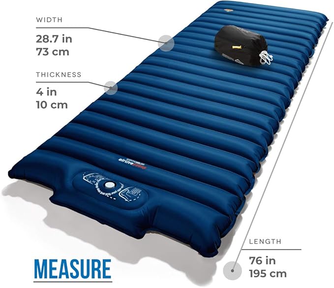 ZOOOBELIVES Extra Thickness | Wide Plus Sleeping Pad with Built-in Pump, Inflatable Camping Mattress of Ultimate Comfort for Car Camping, Tent, and Backpacking, Lightweight & Compact – Airlive2000P
