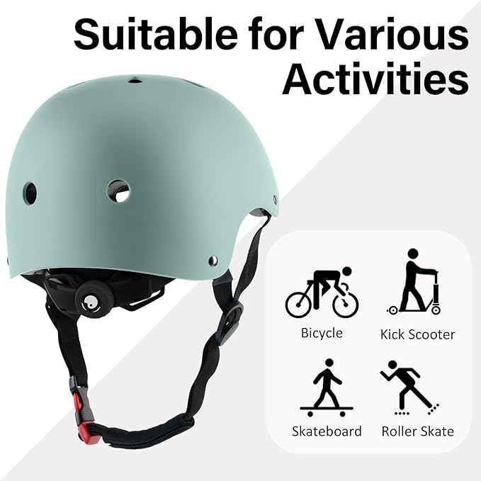 Skateboard Bike Helmet, Lightweight Adjustable, Multi-Sport for Bicycle Skate Scooter, 3 Sizes for Adult Youth & Kids