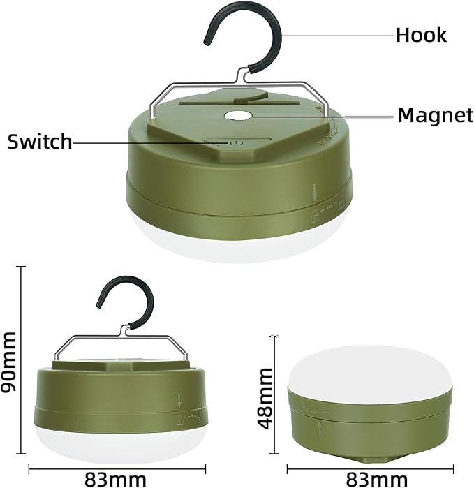 LED Camping Lantern, 1000LM Battery Power Camping Lights, Red Light, IPX4 Waterproof Tent Light, 5 Mode, Portable Flashlight for Power Outage, Emergency, Hurricane, Hiking