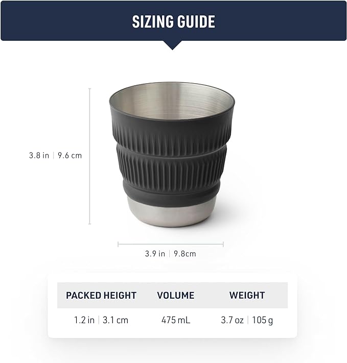 Sea to Summit Detour Stainless Steel Collapsible 16 Ounce Camp Mug, Laurel Wreath Green