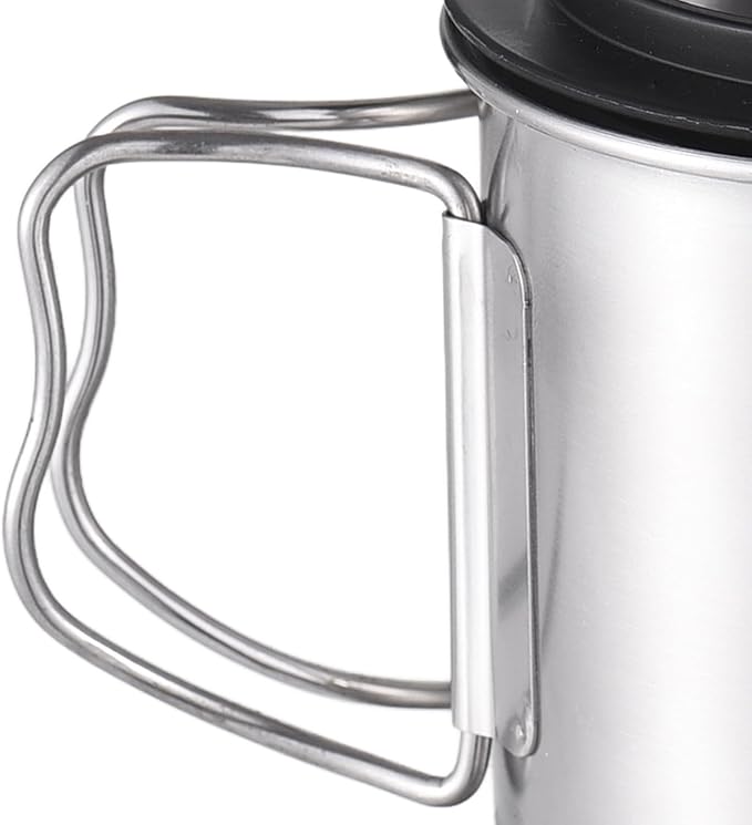 Camping Mug with Coffee Dripper, 6.8oz Stainless Steel Camping Mug Cup with Foldable Handle & Reusable Coffee Filter, Portable Camp Cookware for Outdoor Backpacking