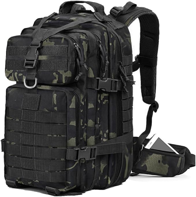 EMDMAK Military Tactical Backpack, 42L Large Military Pack Army 3 Day Assault Pack Molle Bag Rucksack