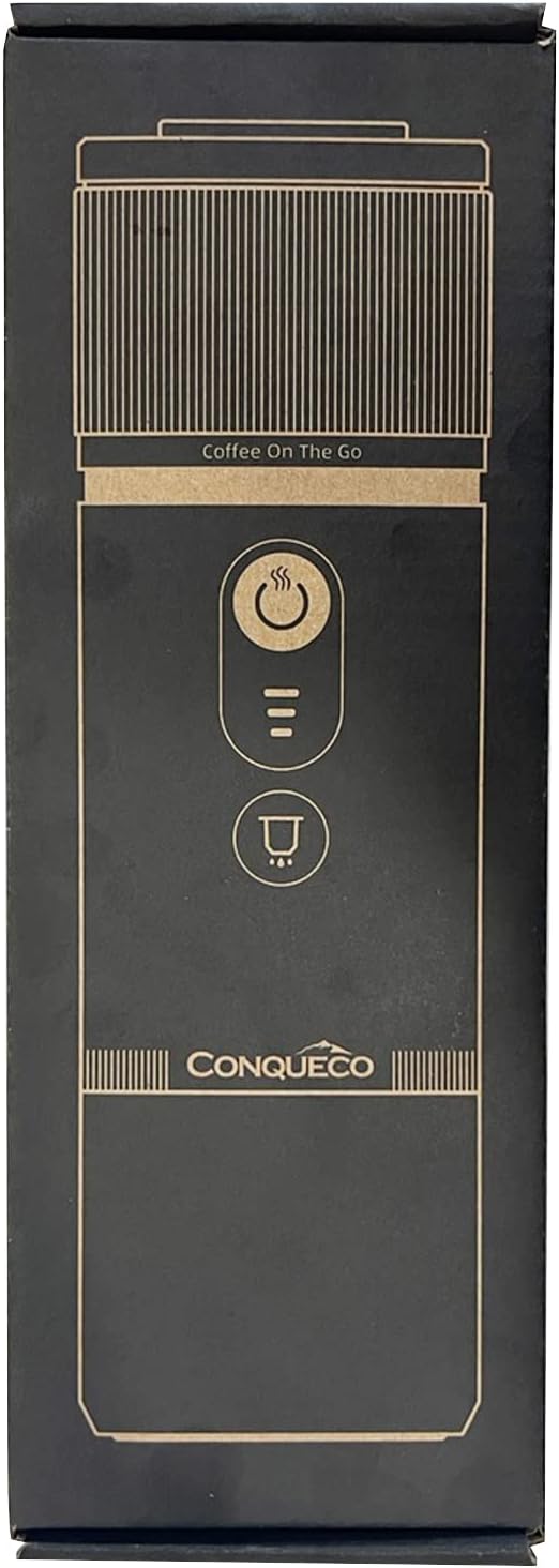 CONQUECO Portable Espresso Coffee Machine: 12V Electric Small Travel Expresso Maker - Self Heating 8 Cups Battery Powered Compatible for Nespresso Capsule - for Camping RV Hiking Office (Forest Green)