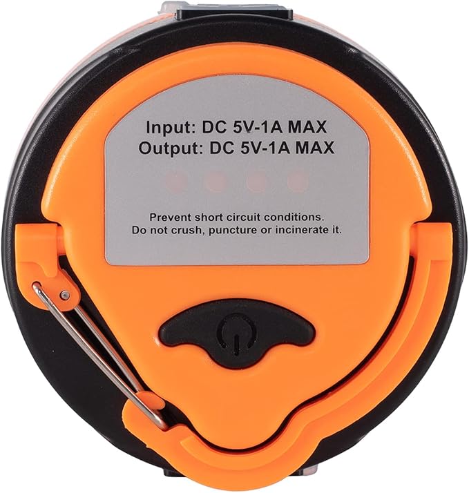 LIT-PaTH Rechargeable LED Camping Lighting Fixture Camping Lantern with Magnet Base, 1800 mAh, Survival Kit for Emergency, Hurricane, Outage, Small Orange, 2-Pack