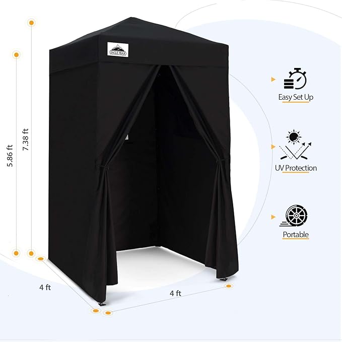 EAGLE PEAK Flex Ultra Compact 4x4 Pop-up Canopy, Sun Shelter, Changing Room, Portable Privacy Canopy Cabana for Pool, Fashion Photoshoots, or Camping, 4x4 ft, Black