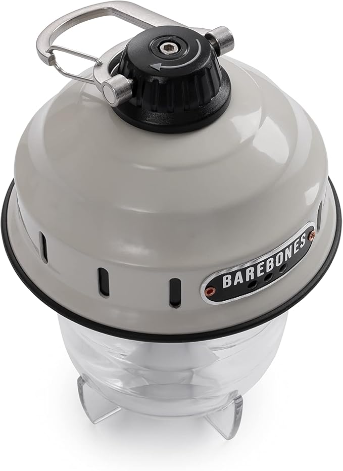 Barebones Beacon Hanging Light – Vintage White, Rechargeable LED Camping Lantern with Adjustable Brightness – Weatherproof Vintage-Style Hanging Lantern for Outdoor Adventures and Year-Round Use