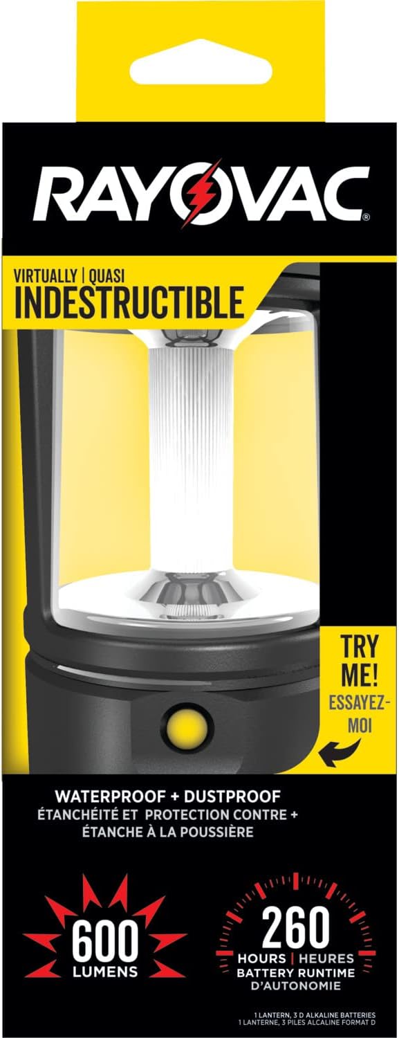 Rayovac - DIYLN3D-BA Virtually Indestructible LED Camping Lantern Flashlight, 600 Lumens Battery Powered LED Lanterns for Hurricane Supplies, Survival Kit, Camping Accessories, IP67 Waterproof