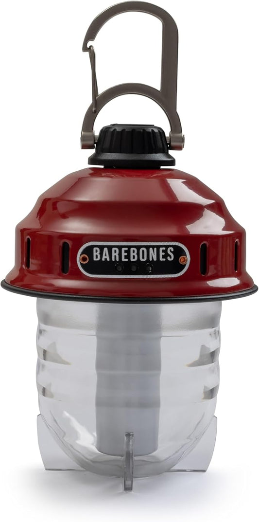 Barebones Beacon Hanging Light – Red, Rechargeable LED Camping Lantern with Adjustable Brightness – Weatherproof Vintage-Style Hanging Lantern for Outdoor Adventures and Year-Round Use