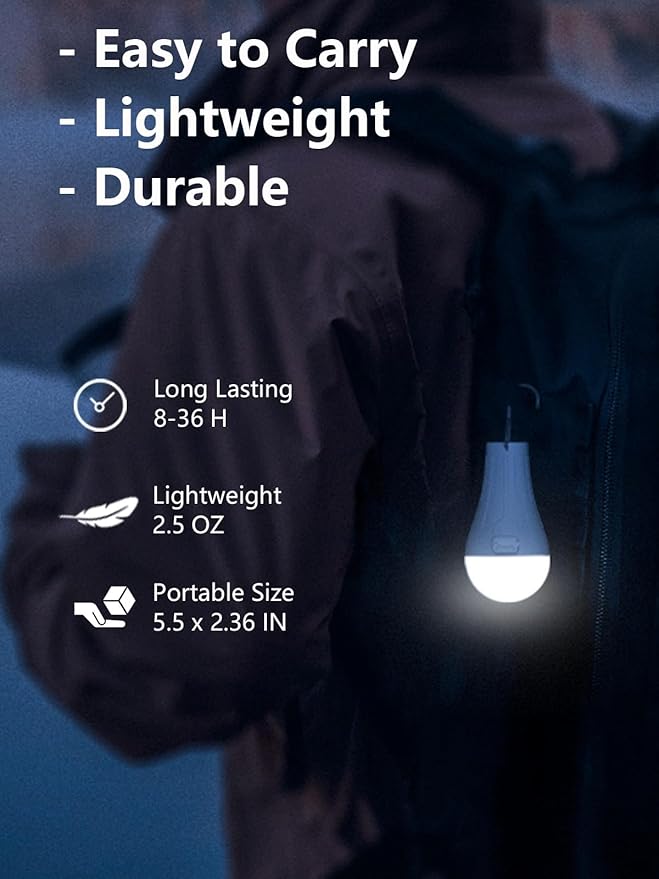 4 Pack LED Camping Lantern Rechargeable LED Tent Lights, Gifts for Men Dad Grandpa, Portable Waterproof Camping Light Bulbs with 4 Light Modes for Outdoor Camp Hiking Hurricane