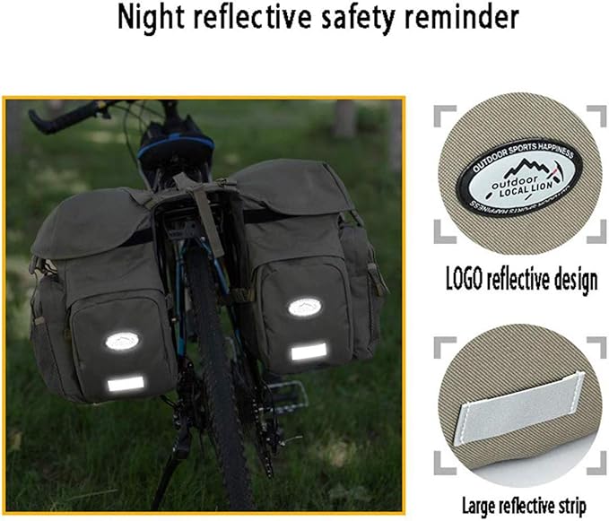 50L Bike Panniers Bicycle Commuting Bag Waterproof Saddle Bags with Rain Cover for Bicycle Rear Rack Carrier, Support for Width Less Than 7 inches Bike Rack