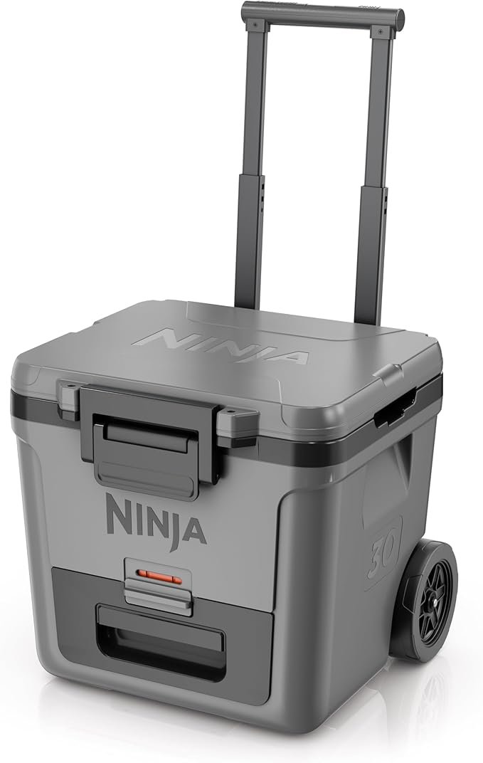 Ninja | Cooler | FrostVault 30QT Cooler with Wheels | Insulated with Temp Dry Storage Drawer | Keeps Ice Cold for Days | for The Beach, Camping, Picnics & More | Slate Gray | FB230GY