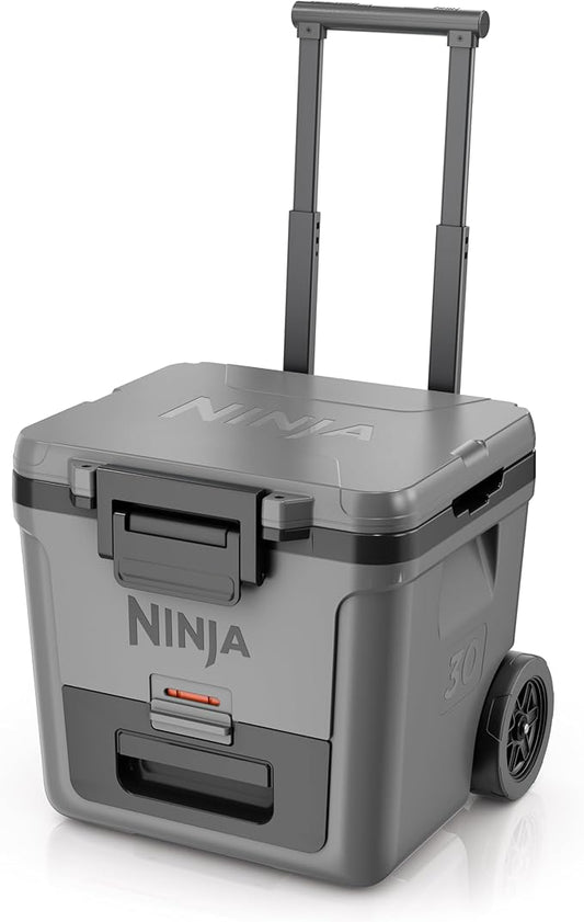 Ninja | Cooler | FrostVault 30QT Cooler with Wheels | Insulated with Temp Dry Storage Drawer | Keeps Ice Cold for Days | for The Beach, Camping, Picnics & More | Slate Gray | FB230GY