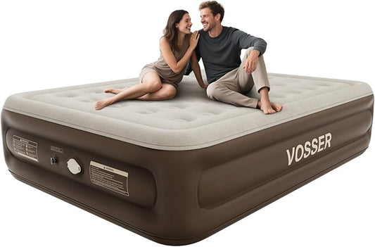 Queen Size Airbed with Detachable Rechargeable Pump - for Camping & Home Use, Portable Design, Supports up to 660 lbs MAX
