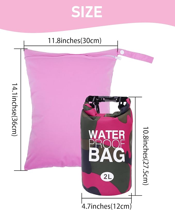 babygoal Waterproof Wet Bag and Dry Bag, Roll Top Waterproof 2L Backpack Sack for Travel,Swimming,Kayaking, Beach, Rafting, Boating, Hiking, Camping and Fishing