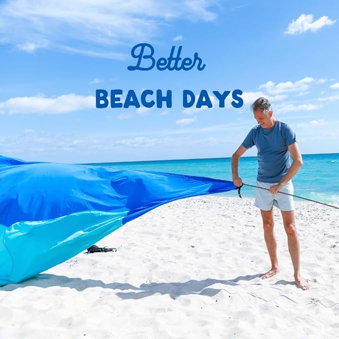New Shibumi Shade® Classic with Quiet Canopy, The Original Wind-Powered® Beach Shade, Provides 150 Sq. Ft. of Shade, Weighs Only 4 lbs, Sets up in 3 Minutes. World's Best Beach Shade.
