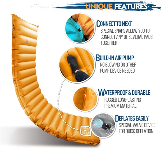 ZOOOBELIVES Extra Thickness Inflatable Sleeping Pad with Built-in Pump, Most Comfortable Camping Mattress for Backpacking, Car Traveling and Hiking, Compact and Lightweight - Airlive2000