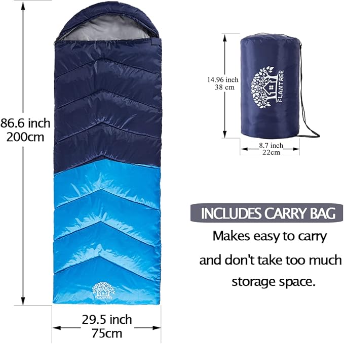 Sleeping Bag 4 Seasons Adults & Kids for Camping Hiking Trips Warm Cool Weather,Lightweight and Waterproof with Compression Bag,Indoors Outdoors Activities