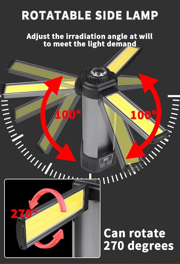 Rechargeable Camping Lights,Telescopic & Collapsible Mobile Lighting,LED Camping Lantern,Built-in 6000mAh Battery Work Light & Flash Light for Adventure,Fishing,Hiking,Camping,Live Streaming