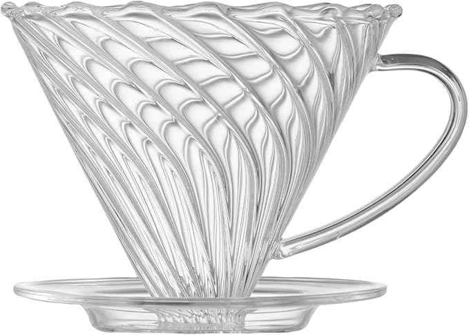 Coffee Dripper, Resuable Pour Over Coffee Maker With Handle, Slow Brewing Coffee Pour Over for Cafe, Travel, Home&Offices, Single Cup Coffee Pour Over, #02 (Borosilicate Glass, 1-4 Cups)