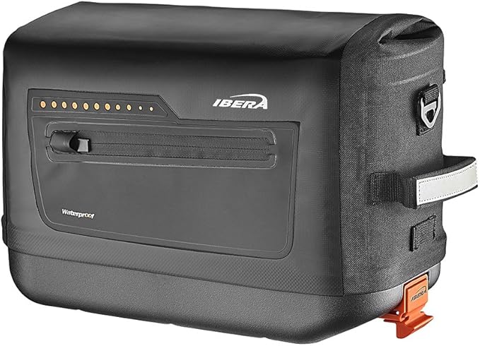 Ibera Bike Trunk Bag - PakRak Clip-On Quick-Release Waterproof Bicycle Commuter Bag