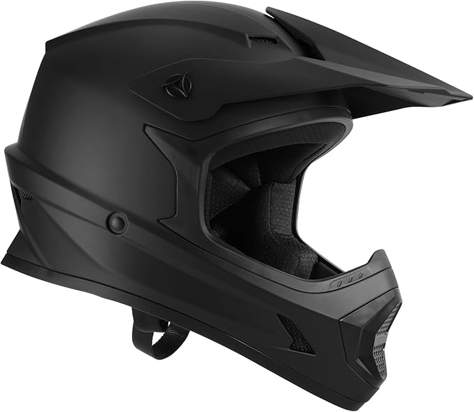 TCT-MOTORPARTS DOT Youth Kids Motocross ATV Full Face Helmets for Offroad Street Dirt Bike Go-Kart BMX MX Matte Black Large