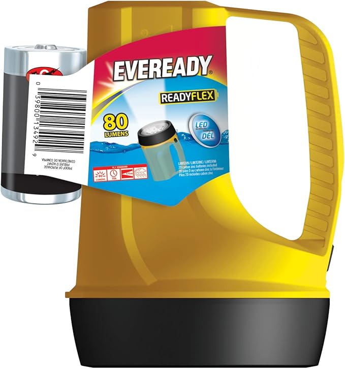 Eveready LED Floating Lantern Flashlight, Battery Powered LED Lanterns for Hurricane Supplies, Survival Kits, Camping Accessories, Power Outages, Batteries Included