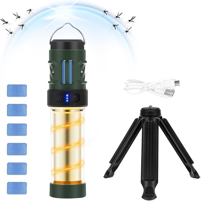 𝓜𝓸𝓼𝓺𝓾𝓲𝓽𝓸 𝓡𝓮𝓹𝓮𝓵𝓵𝓮𝓷𝓽,Buzz Defense Portable, Rechargeable Flashlight&Lantern Camping Lights with Dual-Heating,Magnetic Design, Buzz Repel Lantern Light for Patio Camping, 6 Refills