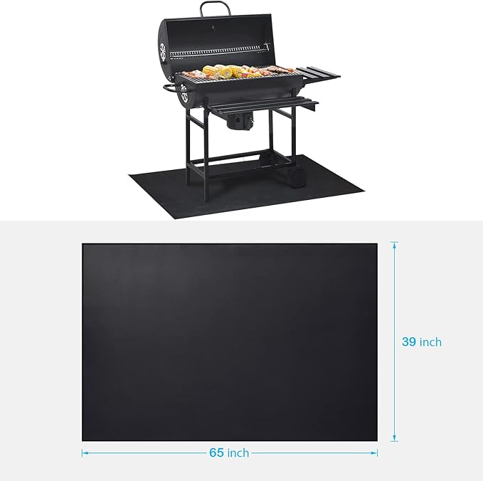 Under BBQ Grill Mat for Outdoor Charcoal, Flat Top, Smokers, Gas Grills 65×39 Inch. Fireproof Mat Protector Deck Patio Grass.Indoor Fireplace Mat Prevents Ember Damage Wood Floor,Fire Pit Mat