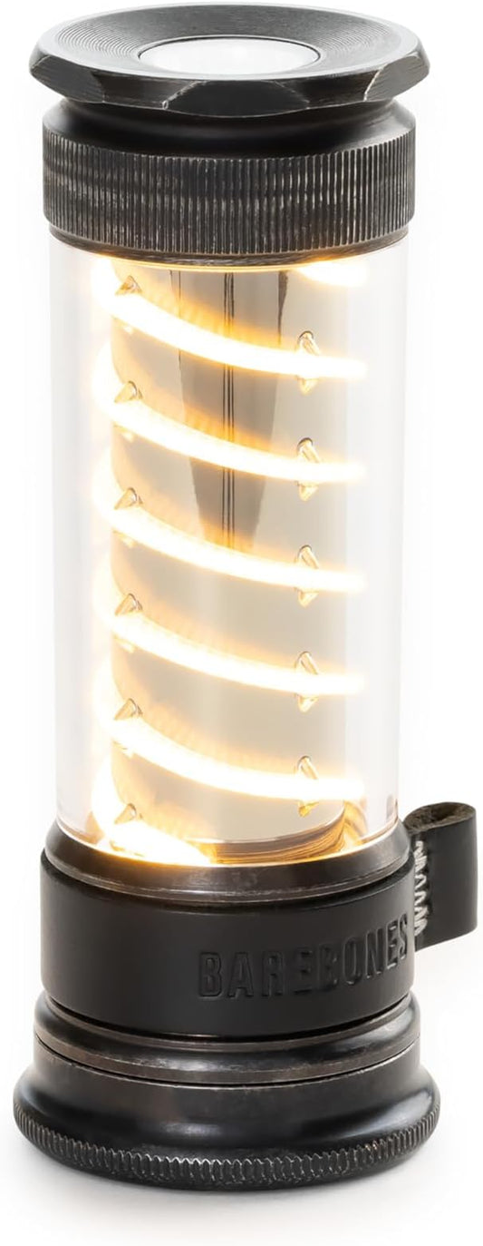 Barebones Edison Light Stick – Tumbled Steel, USB Rechargeable LED Lantern and Flashlight with 7 Modes, 40+ Hour Run Time, Camping Essentials with Magnetic Base