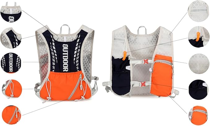 5L Hydration Backpack for Women and Men - Lightweight Running Vest with 1.5L Water Bladder, Water Backpack for Hiking, Running, Biking, Cycling and Rave, Adjustable Straps