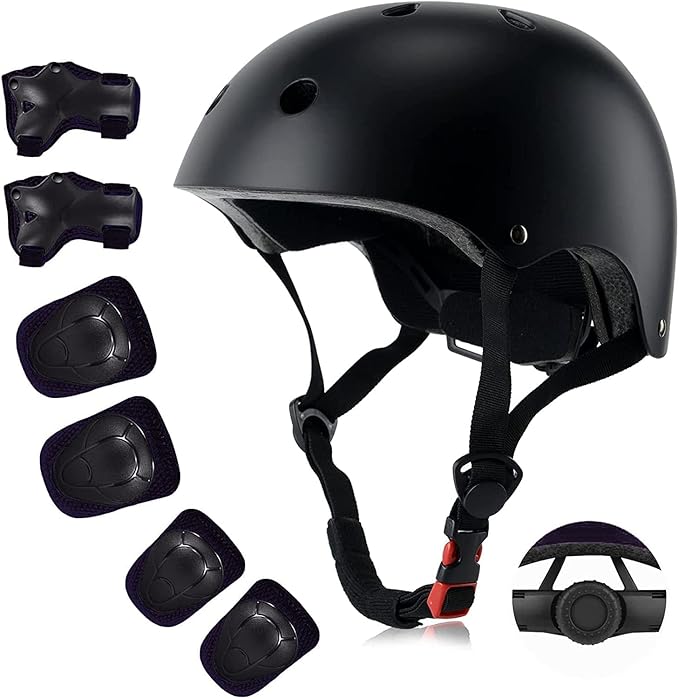 Kids Bike Helmet Set, CPSC Certified with Knee Pads Elbow Pads Wrist Guards,Adjustable Helmet for Ages 3-5-8-15 Toddler Kids&Youth,Bicycle Skateboarding…