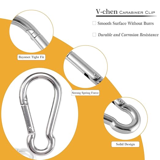 150 Pcs Carabiner Clip Spring Snap Hook, M5 2 Inch Heavy Duty Galvanized Steel Spring Snap Hook, Quick Link Keychain Clip for Keys Swing Set Camping Fishing Hiking Traveling(220 lbs Capacity)