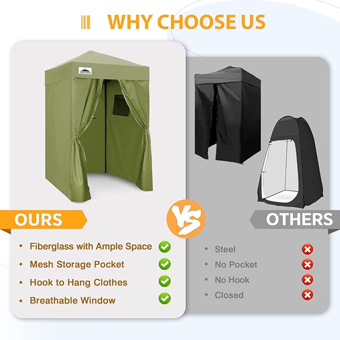 EAGLE PEAK Flex Ultra Compact 4x4 Pop-up Canopy, Sun Shelter, Changing Room, Portable Privacy Canopy Cabana for Pool, Fashion Photoshoots, or Camping, 4x4 ft, Army Green