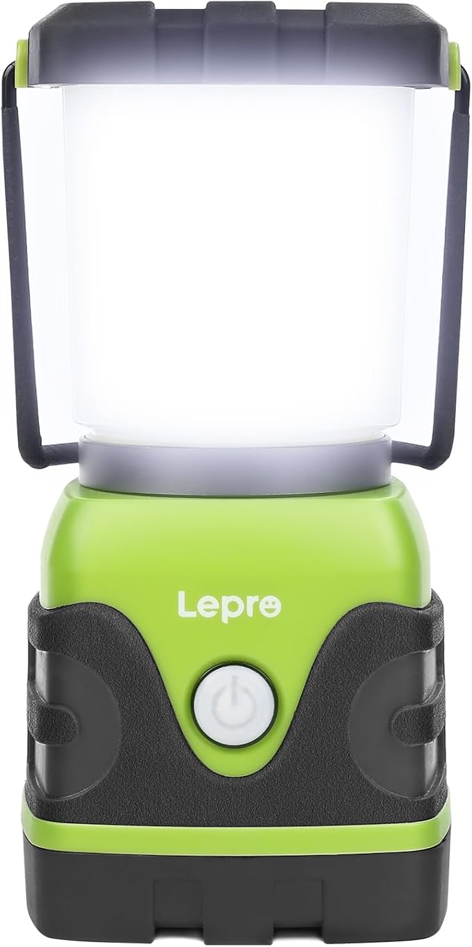 LE 1500LM Battery Powered LED Camping Lantern, Waterproof Tent Light with 4 Light Modes, Camping Essentials, Portable Lantern Flashlight for Camping, Emergency Light, Power Outages, Not Rechargeable