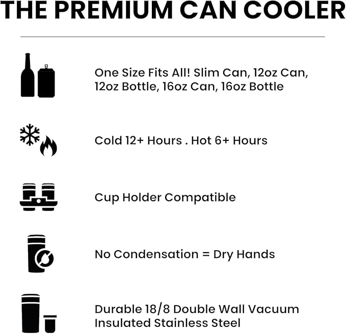 Frost Buddy Universal Can Cooler - Fits All - For Regular 12 & 16 oz or Slim-Size Bottles - Insulated Double-Walled Stainless Steel (Copper Kiss)