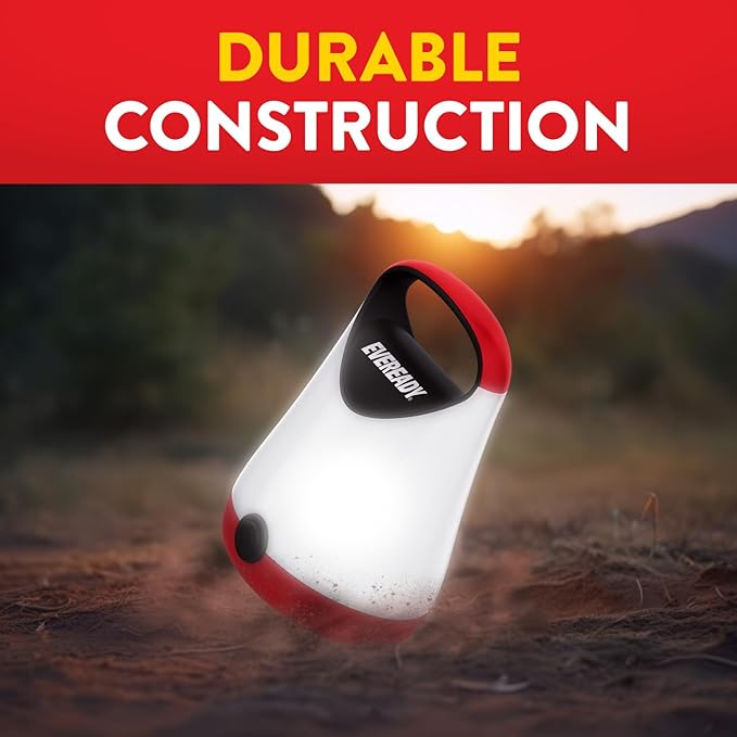 Eveready LED Camping Lantern X-250 (2-Pack), Super Bright Tent Lights, Rugged Water Resistant LED Lanterns, 100 Hour Run-time (Batteries Included), Red and Black