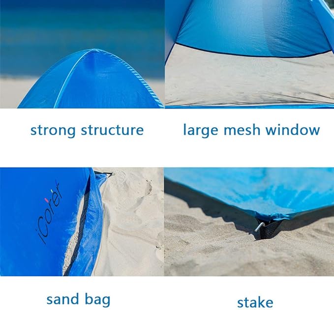 Automatic Pop Up Instant Portable Outdoors Quick Cabana Beach Tent Sun Shelter