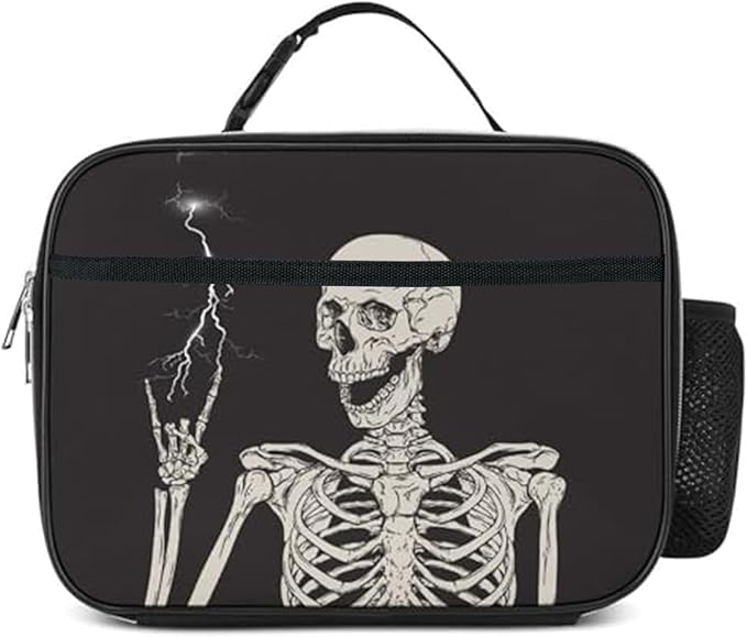 Goth Skull Lunch Bag Insulated Reusable Lunch Box Kids Girls Boys Cooler Thermal Tote Bag For Men Women School Work Picnic