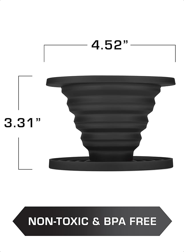 COLETTI Sierra Pour Over Coffee Dripper — Collapsible Pour Over Coffee Dripper — Includes Pack of Paper Filters [Black, Pack of 1]