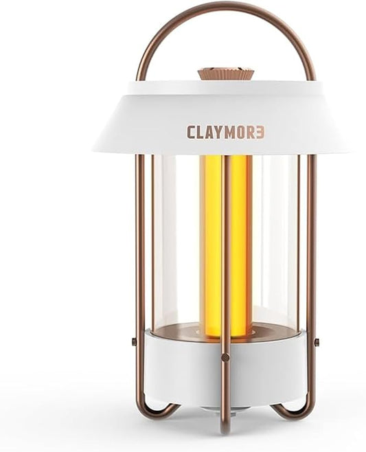 CLAYMORE Selene Lamp (White) - Aesthetic Portable Outdoor Lantern for Glamping, Camping, Events, Parties & Tents. USB-C Charging, Power Bank Function, Up to 55 Hours Battery Life, 3 Light Modes.