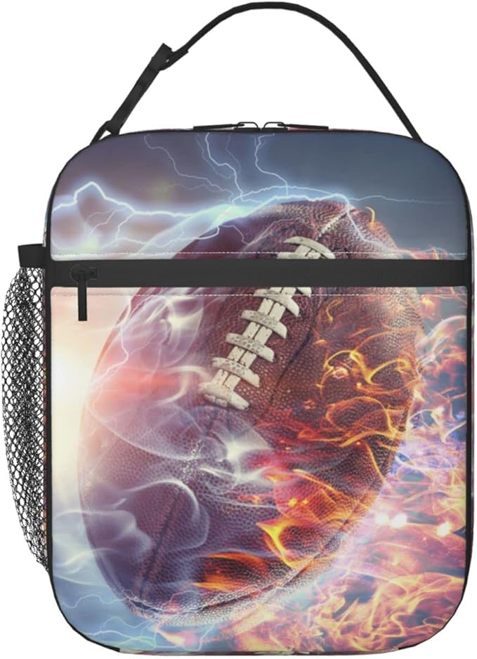 Football Lunch Box Reusable Insulated Totes Lunch Bag Thermal Cooler For Boy Girls School Men Women Beach Picnic Travel