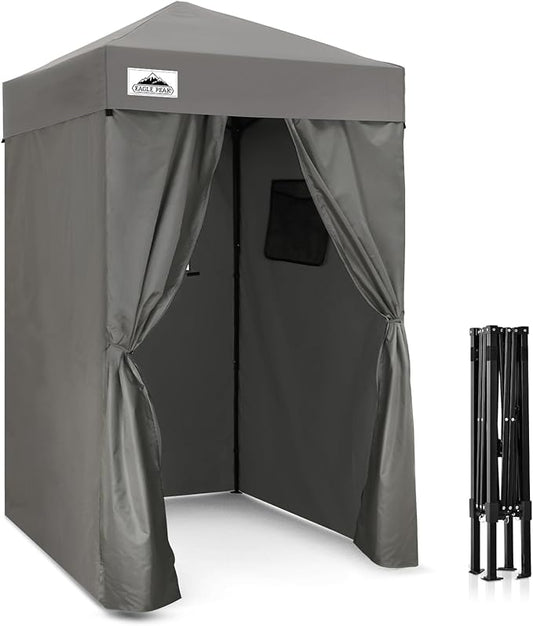 EAGLE PEAK Flex Ultra Compact 4x4 Pop-up Canopy, Sun Shelter, Changing Room, Portable Privacy Canopy Cabana for Pool, Fashion Photoshoots, or Camping, 4x4 ft, Dark Gray